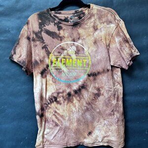 Element Cotton Tee Shirt Size Medium Brown Black Tie Dyed Bleached Grunge Skate